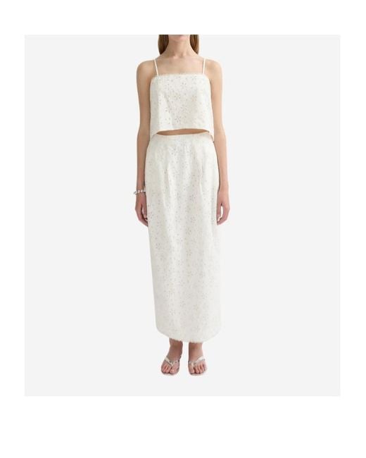 Posse White Pleated Midi Skirt