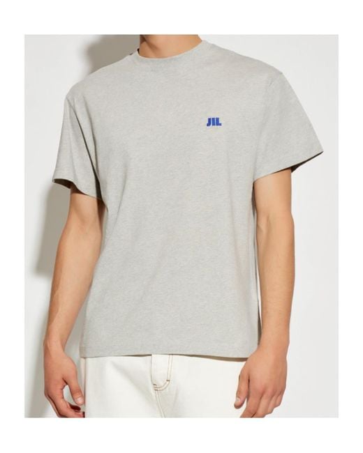 Jil Sander White Logo Embroidered T-Shirt for men