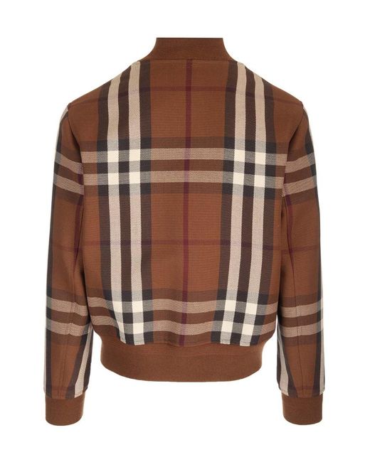 Burberry Brown Checked Wool-Blend Bomber Jacket for men