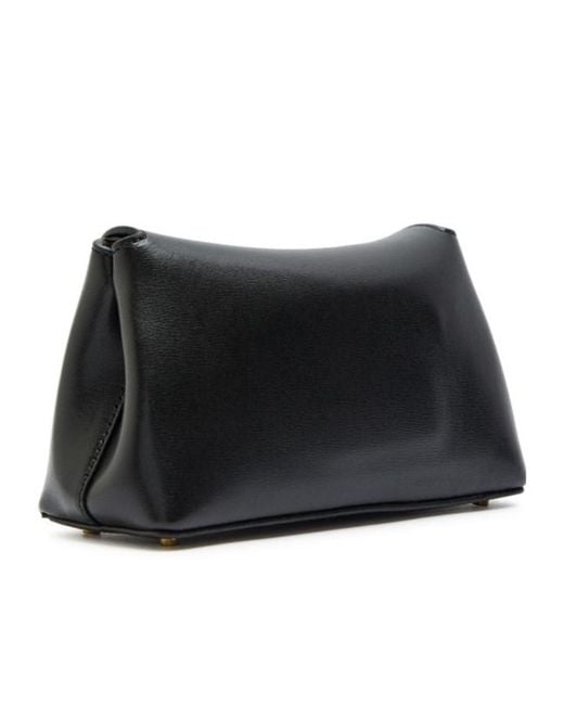 Totême Black T-Lock Mini Leather Clutch