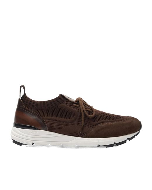 Scarosso Brown Robbie Knitted Lace-Up Sneakers for men