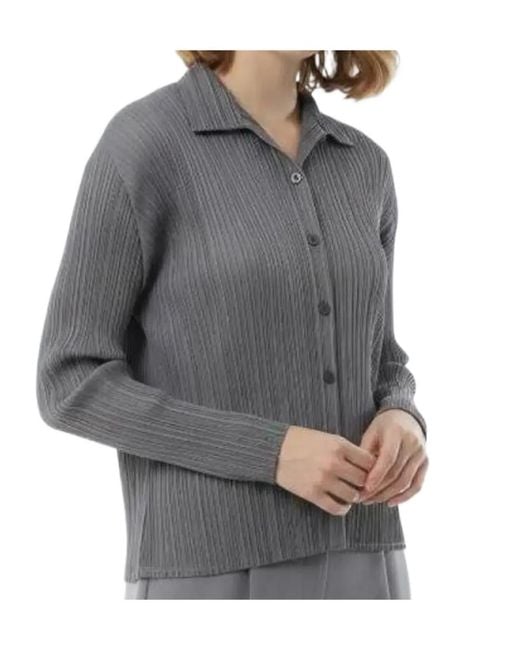 Pleats Please Issey Miyake Gray Pleated Shirt
