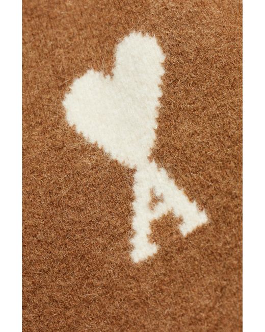 AMI Brown Ami De Coeur Knitted Cardigan for men