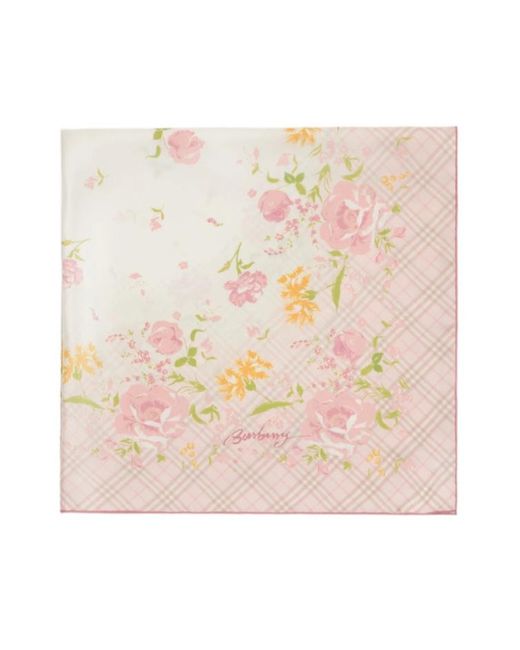 Burberry White Garden Party Silk Scarf