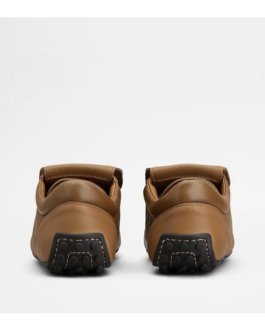 Tod's Brown Leather Strap Trainers for men