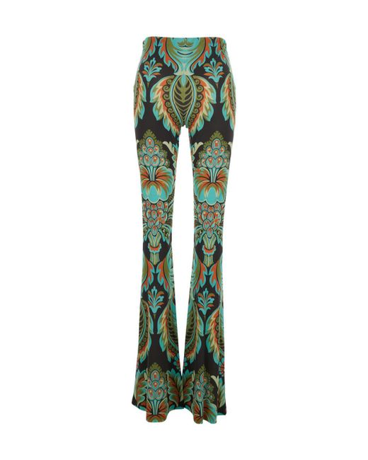 Etro Green Printed Jersey Pants