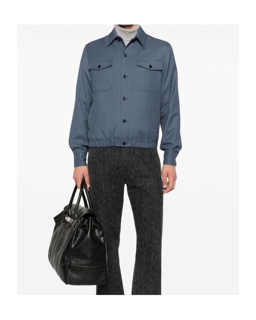 Lardini Blue Button-Fastening Flap-Pocket Jacket for men
