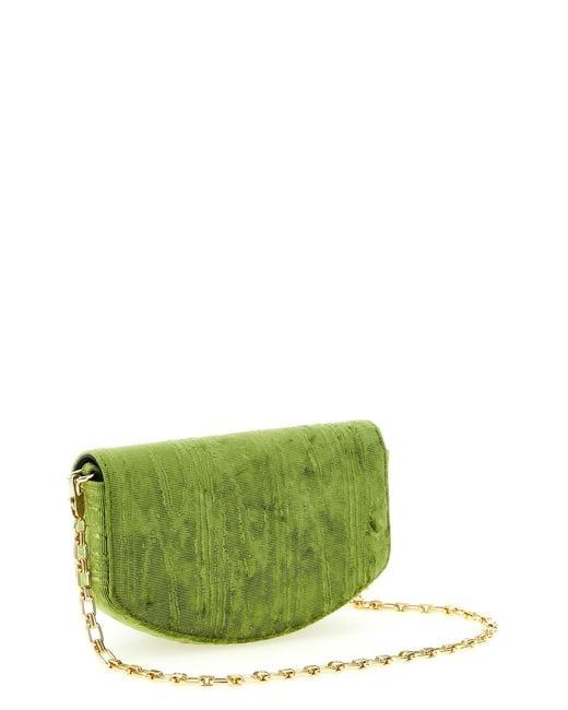 Ganni Green Lulu Velvet Moire Chain Wallet