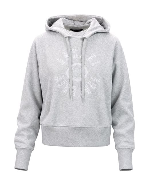 ARMANI EXCHANGE Gray Long-Sleeved Hooded Sweatshirt