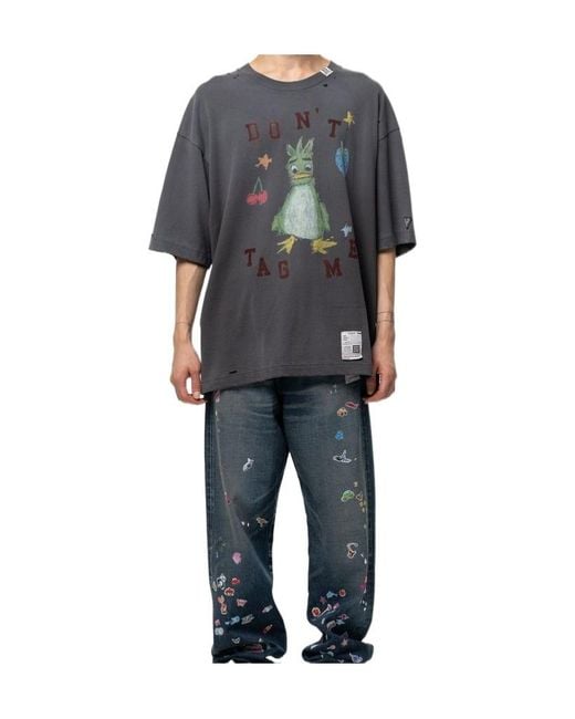 Maison Mihara Yasuhiro Gray Leon Graffiti Print T-Shirt for men