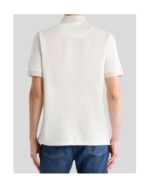 Etro White Paisley Printed Short-Sleeved Polo Shirt for men