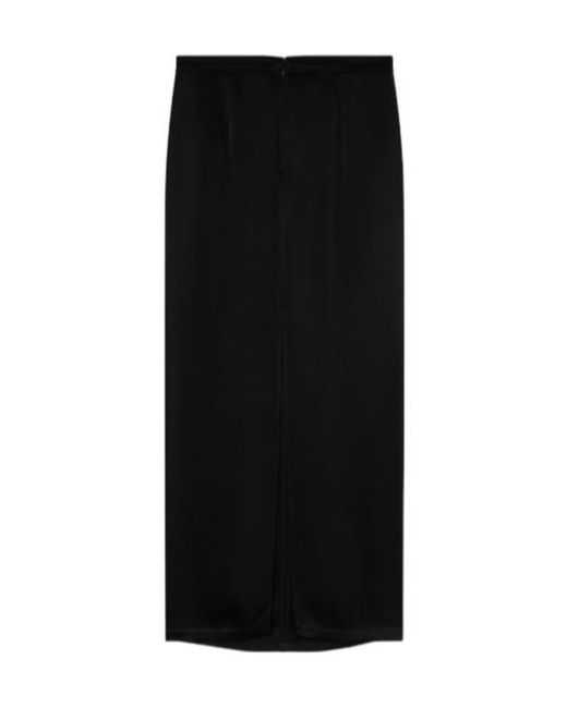 Pinko Black Rear Slit Long Satin Skirt