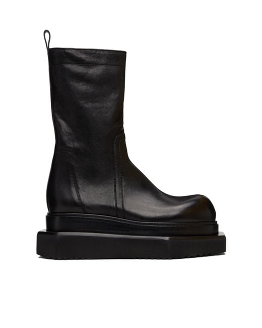 Rick Owens Black Round-Toe Mid-Calf Boots for men