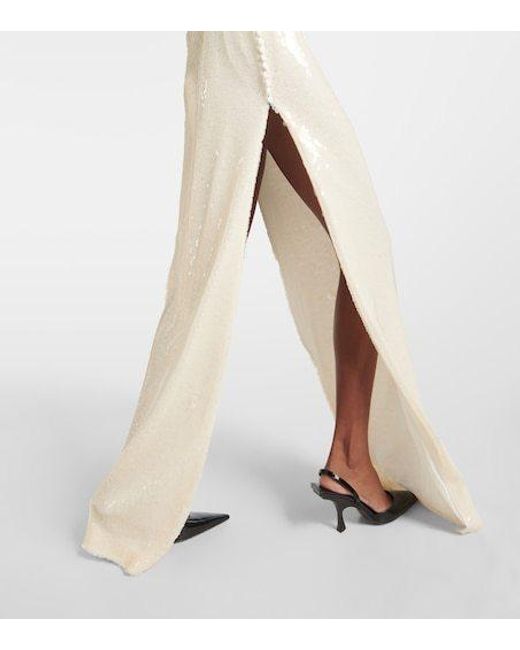 Magda Butrym White Sequined Open-Back Gown