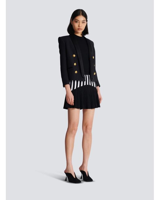 Balmain Black Wool Cropped Blazer
