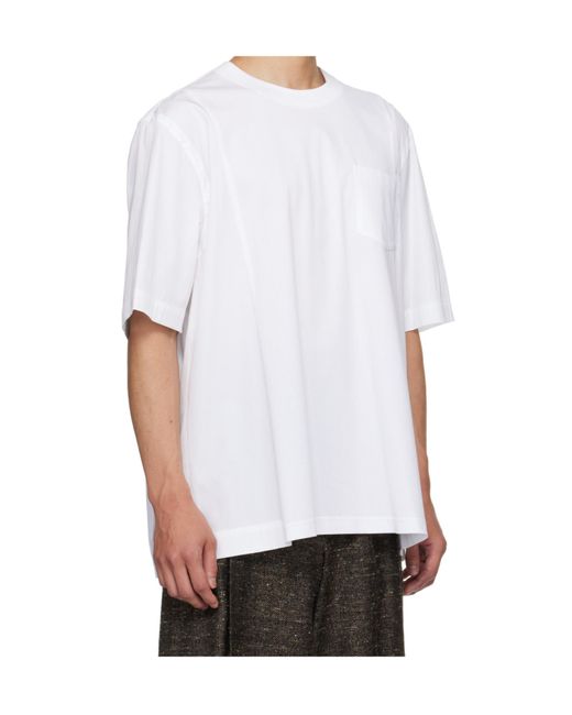 Sacai White Crew Neck Short-Sleeved T-Shirt for men
