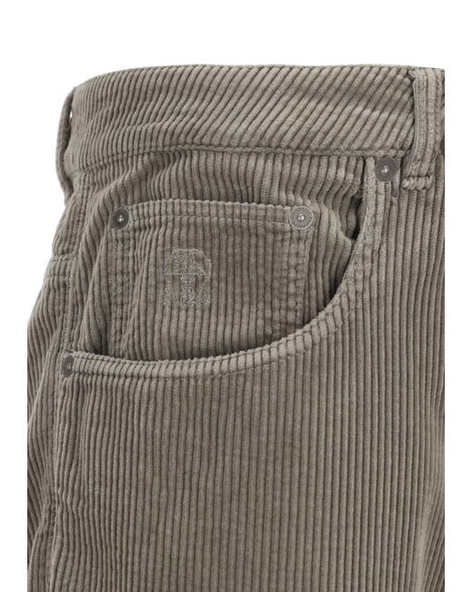 Brunello Cucinelli Gray Corduroy Pants for men