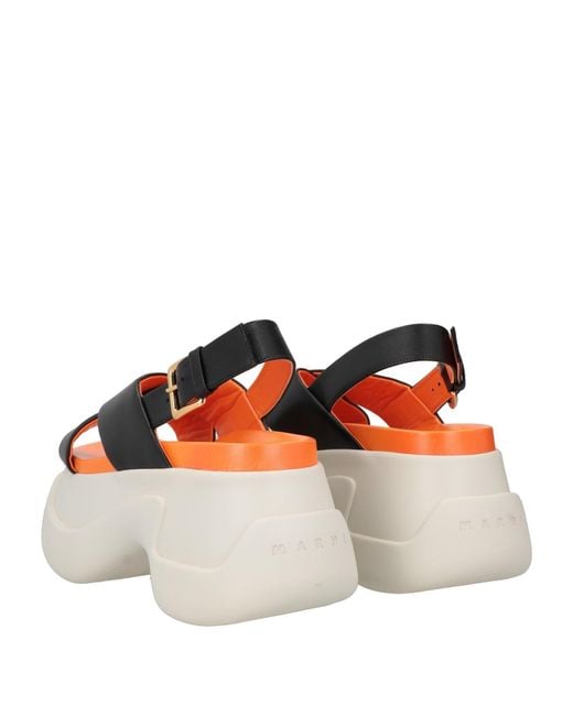 Marni White Leather Block Heel Sandals