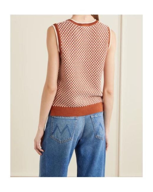 Varley Red Jenson Two-Tone Knitted Cotton Vest