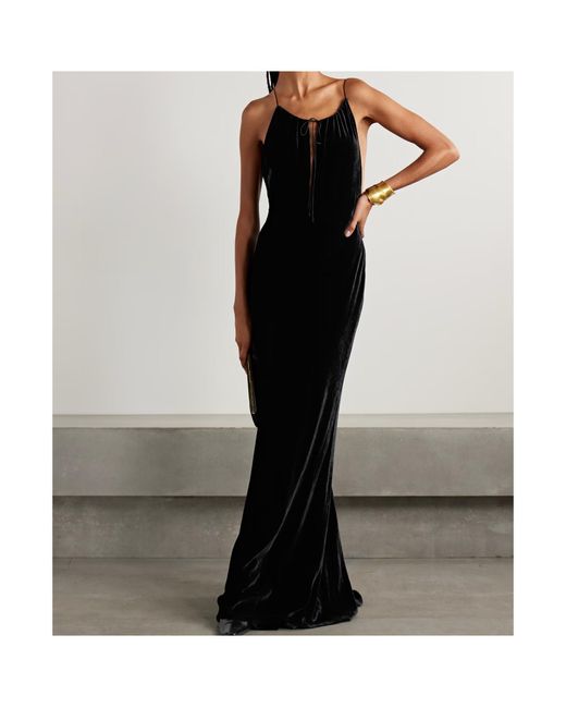 Nili Lotan Black Maxime Cutout Velvet Maxi Dress