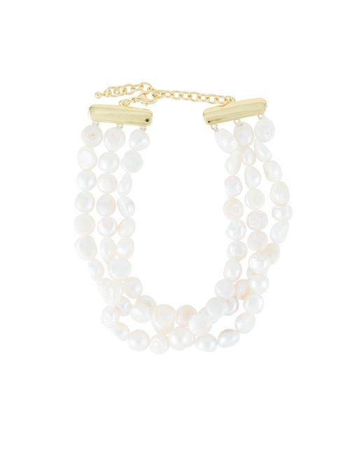 Cult Gaia White Nora Pearl-Embellished Choker Necklace