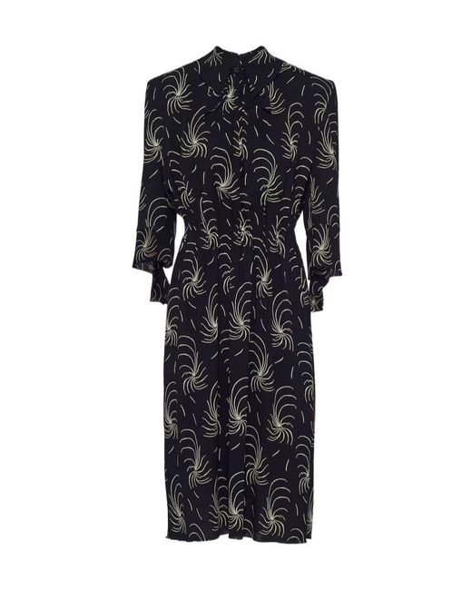 Prada Black Graphic-Printed Crepe Shirt Dress