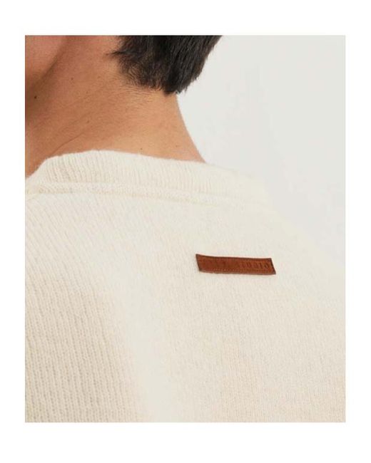 1989 STUDIO White Cut Knit Crewneck Sweater for men
