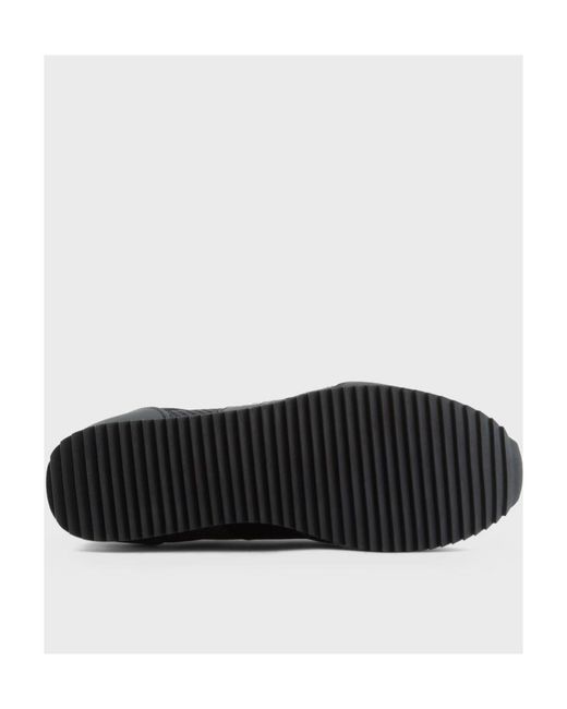 EA7 Black Logo-Print Panelled-Design Sneakers for men