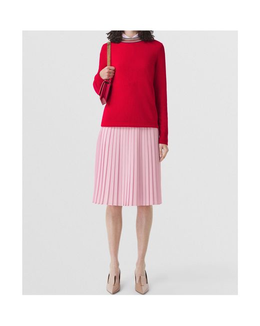 Burberry Red Stripe-Neckline Cashmere Jumper