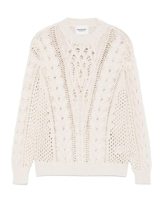 Isabel Marant White Isabel Marant Étoile Lenza Crew Neck Sweater