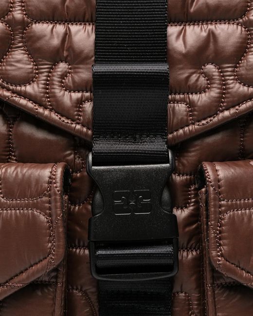 Ganni Brown Quilted Backpack