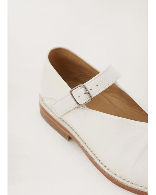 Lemaire White Square-Toe Buckle Fastened Ballet Flats
