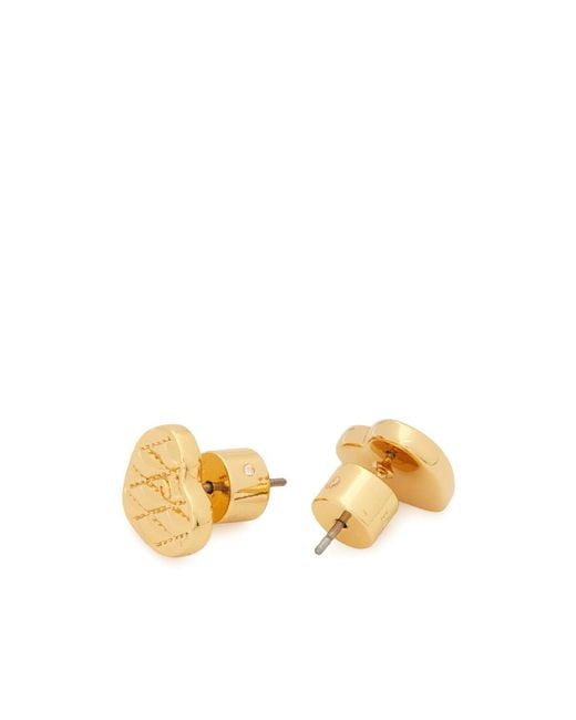 COACH Metallic Quilted Heart Earrings