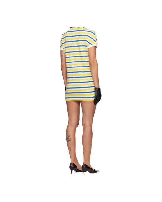 MM6 by Maison Margiela Yellow Striped Short-Sleeve Dress
