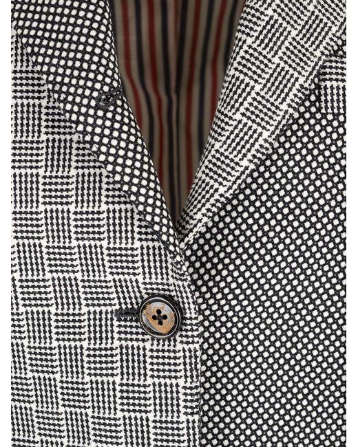 Thom Browne Gray Single Breasted Contrasted Prints Blazer