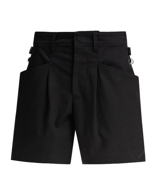 Isabel Marant Black Pleated Cotton Shorts
