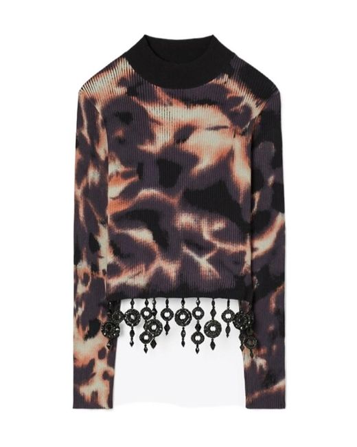 Tory Burch Black Embellished Cotton Top