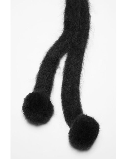 Acne Black Logo Patch Pompom Beanie for men