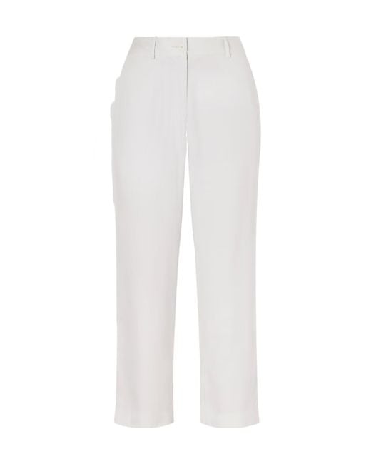 The Row White Karsten Cropped Cotton Straight-Leg Pants
