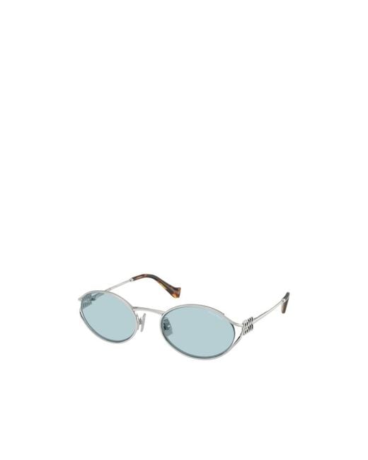 Miu Miu White Eyewear Oval Frame Sunglasses