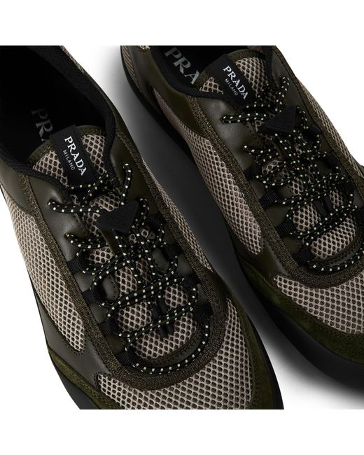 Prada Black Mesh Low-Top Trainers for men