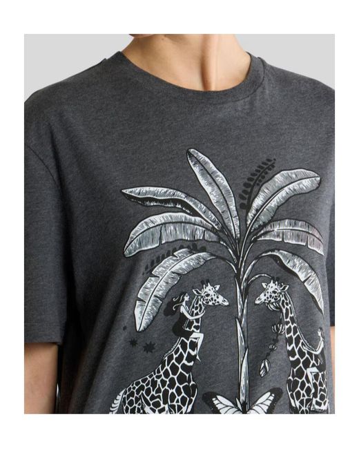 Etro Black Cotton Jersey T-Shirt With Placed Giraffe Print