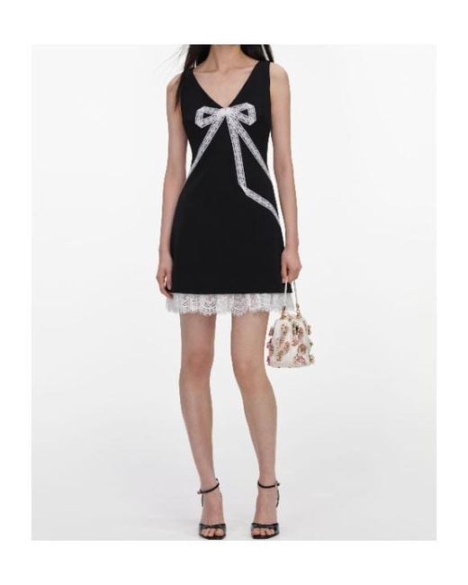 Self-Portrait Black Bow Lace Mini Dress