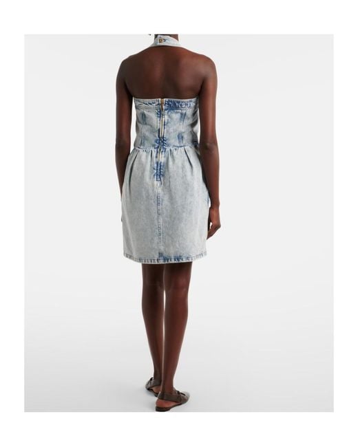 Patou Blue Halterneck Denim Minidress