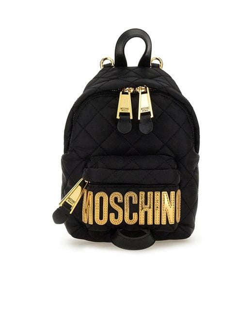 Moschino Black Logo Detailed Quilted Backpack