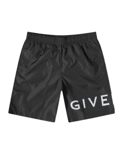 Givenchy Black Logo Printed Swim Shorts for men