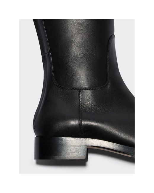 Aeyde Black Solid Color Knee High Boots