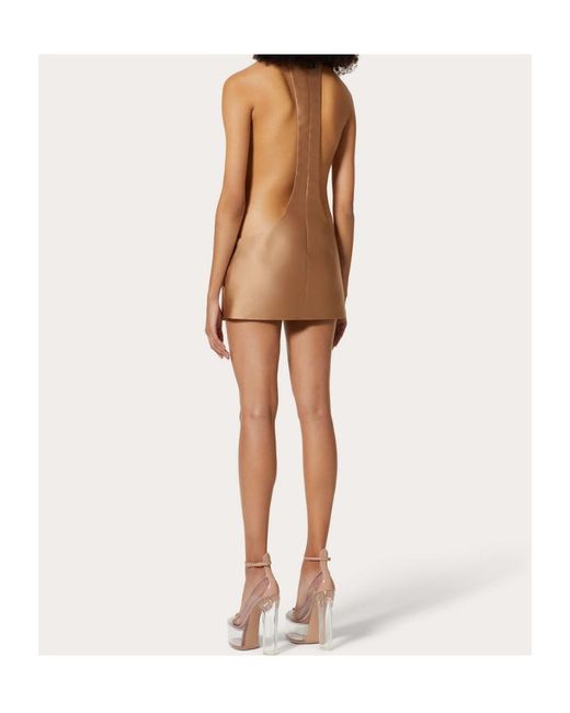 Valentino Brown Crewneck Sleeveless Mini Dress