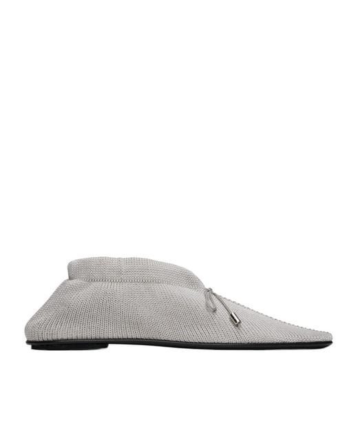 Totême White Bow-Detail Knitted Ballerina Shoes