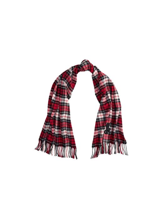 Ralph Lauren Red Polo Checked Fringed-Edge Scarf